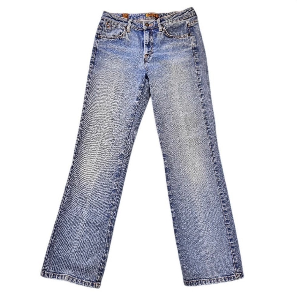Wrangler Aura Jeans Women 4R Blue Straight Leg Regular Rise Stretch Denim